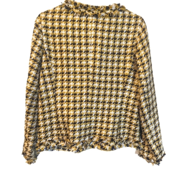 Lands End Tweed Blazer Yellow And Blue Fully Lined - Picture 2 of 5